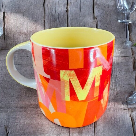Anthropologie Monogram Letter M Mug Initial Multicolor Ceramic Coffee Mug Cup - Picture 1 of 12